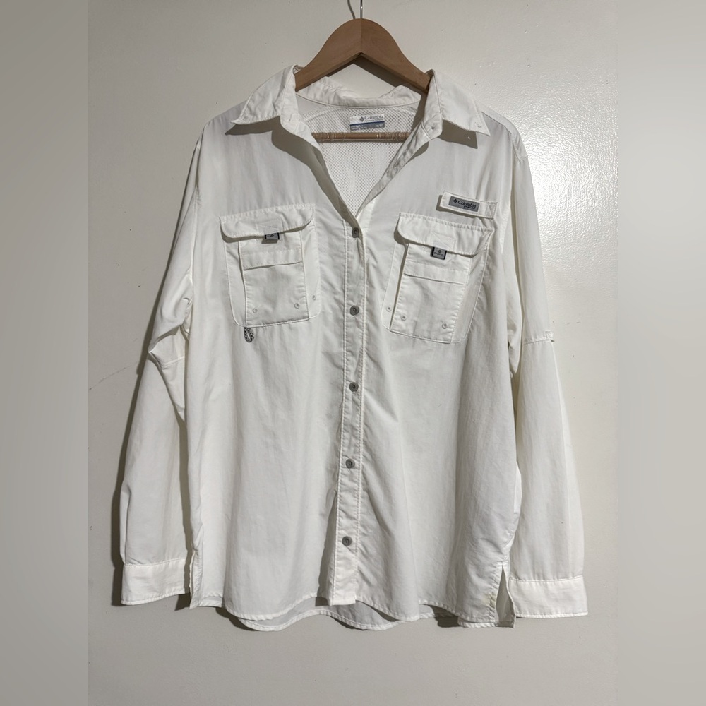 Columbia PFG White Long Sleeve button down Shirt vented fishing XL